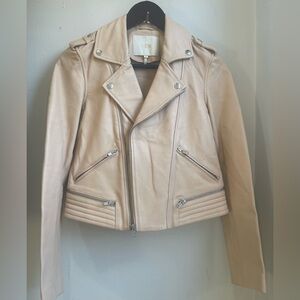 Maje Beige Leather Jacket Women’s Small